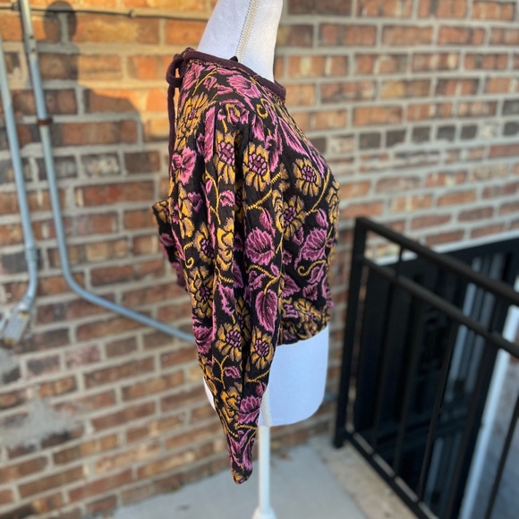 Free people yellow/purple long sleeve sweater size medium - Picture 2 of 3